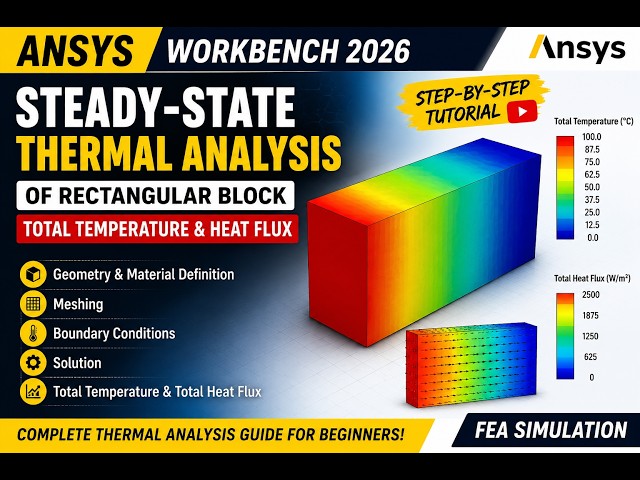 Steady-State Thermal Analysis of Rectangular Block Total Temperature and Heat Flux Ansys Workbench
