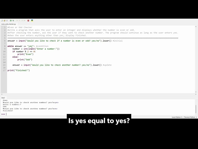 Python while Loops: User-Controlled Repetition | Even or Odd Example