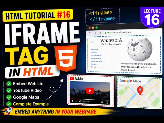 HTML Tutorial #16 | Iframe Tag in HTML | Embed Website, YouTube Video & Google Maps