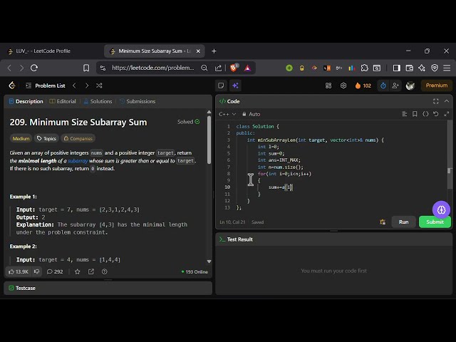 🔥 LeetCode 209: Minimum Size Subarray Sum | Sliding Window Explained in 3 Minutes