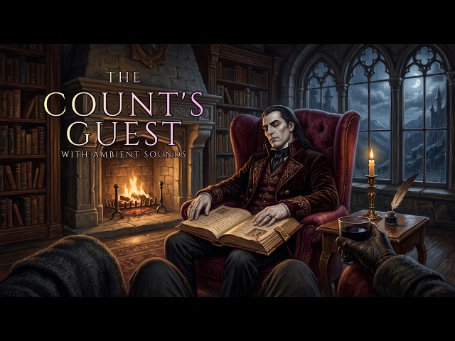 You're a Guest in Dracula's Castle 🩸 Ambience with Rainy Night, Crackling Fireplace & Quiet Library