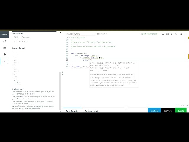 HackerRank FizzBuzz Python Solution | Python Certificate | Coding