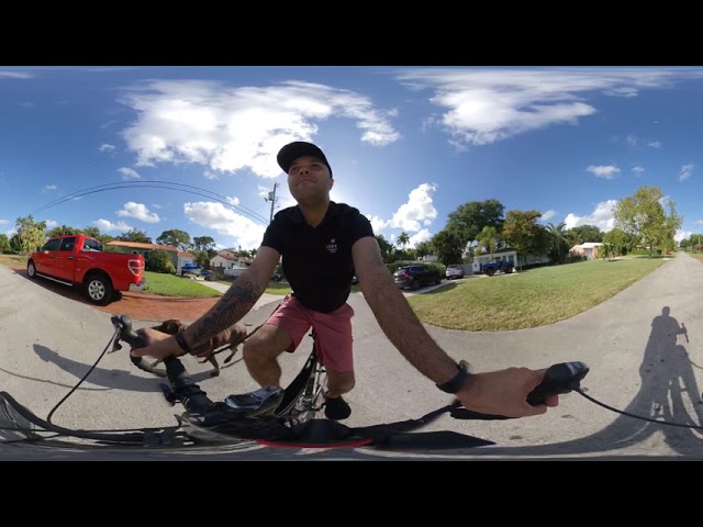 Insta360 ONE X sample footage: bike ride around Miami neighborhood with German Pointer