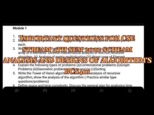 Analysis and designs of algorithms important questions for 2022 scheam 4th semester CSE stream