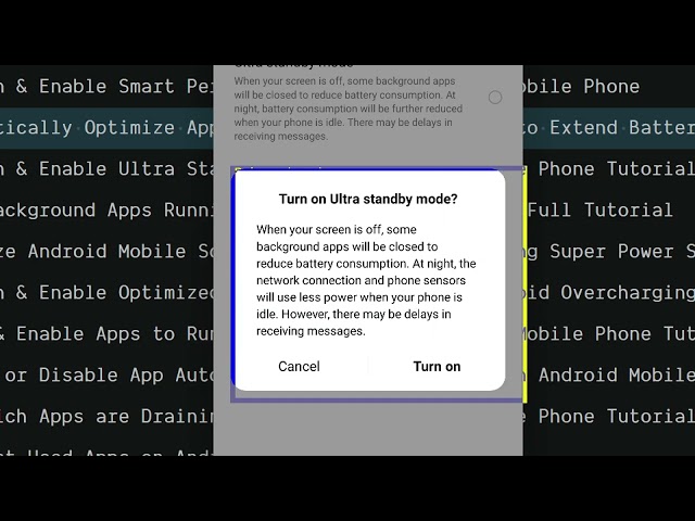 How to Turn on & Enable Ultra Standby Mode in Android Mobile Phone Tutorial