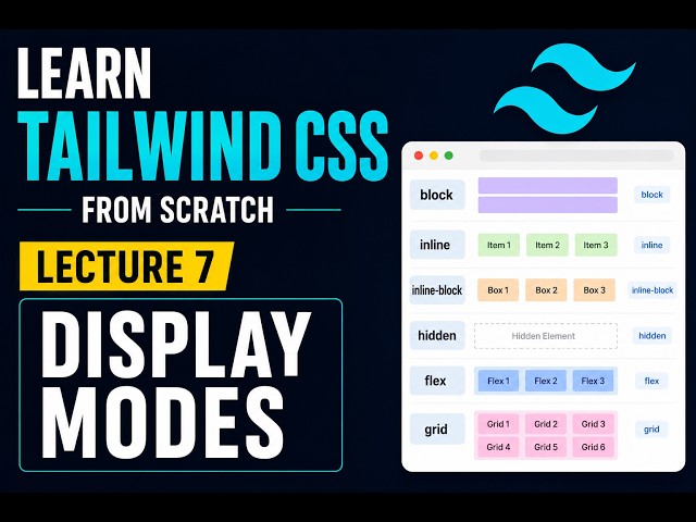 Tailwind CSS Tutorial for Beginners | Display Modes (Block, Inline & Flex) 🖥️ | Lecture 7