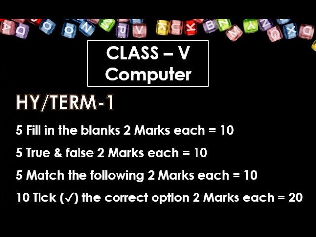 Class 5 Computer Half-Yearly / Term 1 Exam Blueprint and Important Questions #aiarunkumar #computer