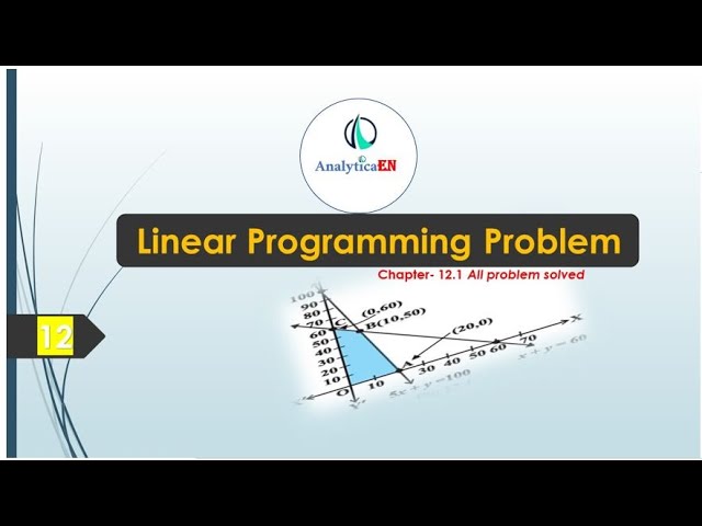 Linear programming Problem L(3) NCERT Class 12  Ex-12 problem solution