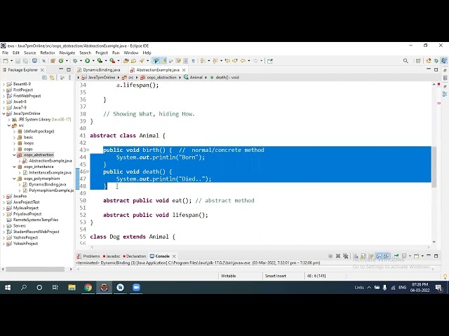 Java Class15 Oops abstraction abstract