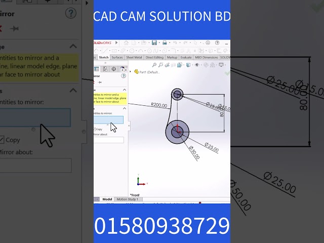How to Use Mirror in SOLIDWORKS #solidworkstutorial #cad #autocad #mechanicaldesign  #cadsoftware