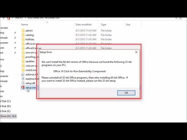 Fix - MS Office Setup Error: Office 16 Click-to-Run Extensibility Component