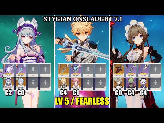Conflagración estigia 7.1 - Lv 5 Intrépida | C2 Mizuki C4 Viajero Cryo C0 Sandrone | Genshin Impact