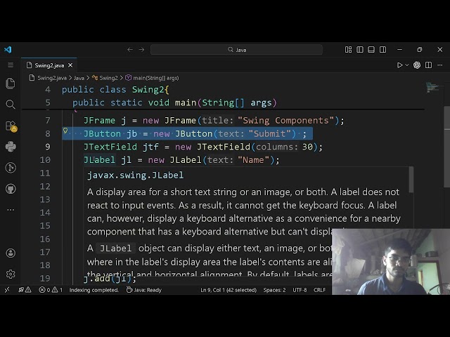 Java Swing Basic Components | JFrame, JLabel, JButton, JTextField with Example