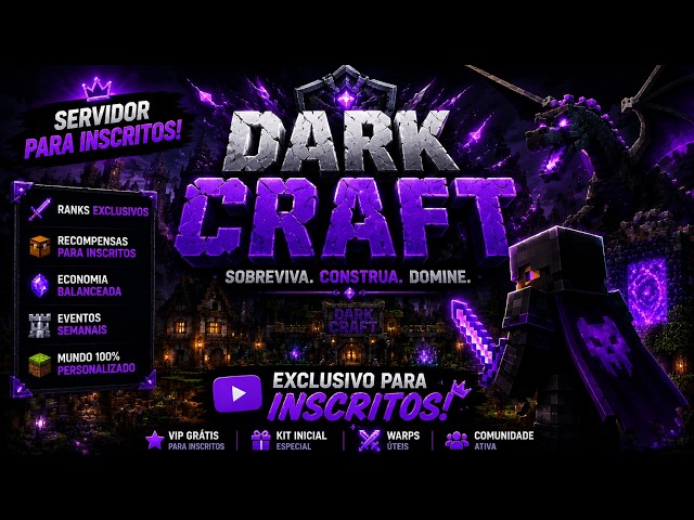 DARK CRAFT ULTIME SERVER FREEJogando com a Galera  Mais um Level! #minecraft #java #bedrock