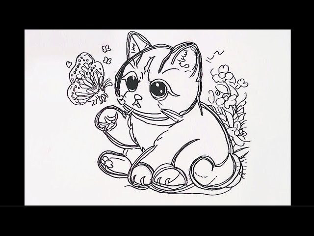 बिल्ली का सुंदर स्केच कैसे बनाएं | Easy Cat Drawing Tutorial 🐱✨@Artistic_Muslimah234 