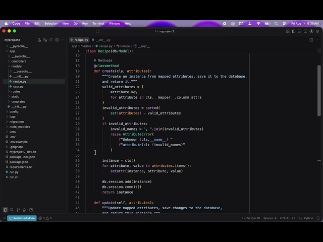 Flask Commands   Part 74   Create Update and Delete a Recipe   version 04x
