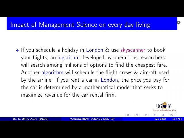 L1 Management Science Housekeeping & Introduction