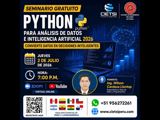 SEMINARIO GRATUITO PYTHON PARA ANÁLISIS DE DATOS E INTELIGENCIA ARTIFICIAL 2026