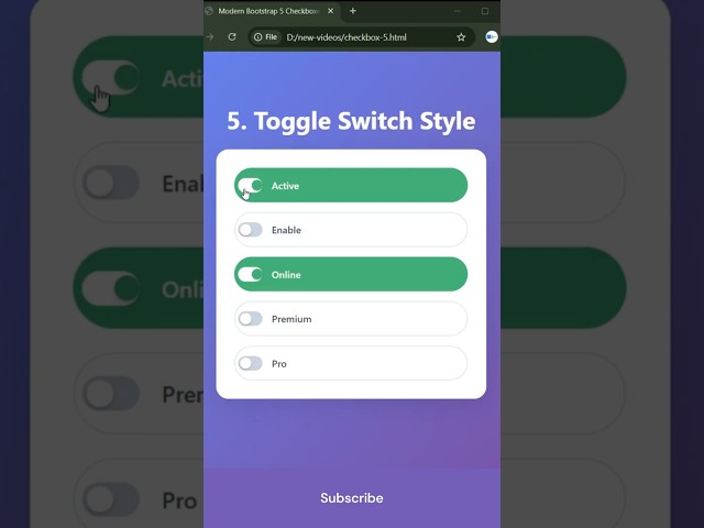 Bootstrap 5 Toggle Switch Checkbox UI!
