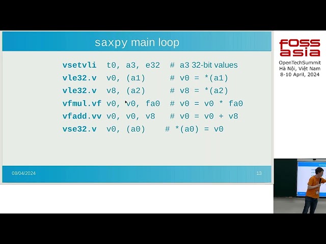 Easy vector optimisation with RISC V Vectors, Rémi Denis Courmont | FOSSASIA Summit 2024