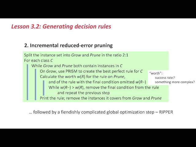 More Data Mining with Weka (3.2: Generating decision rules)