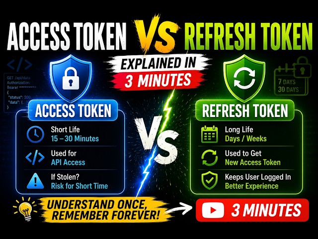 🔐 Access Token vs Refresh Token Explained in 3 Minutes 🚀