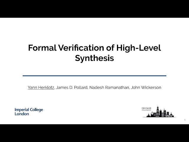 OOPSLA '21: Formal Verification of High-Level Synthesis