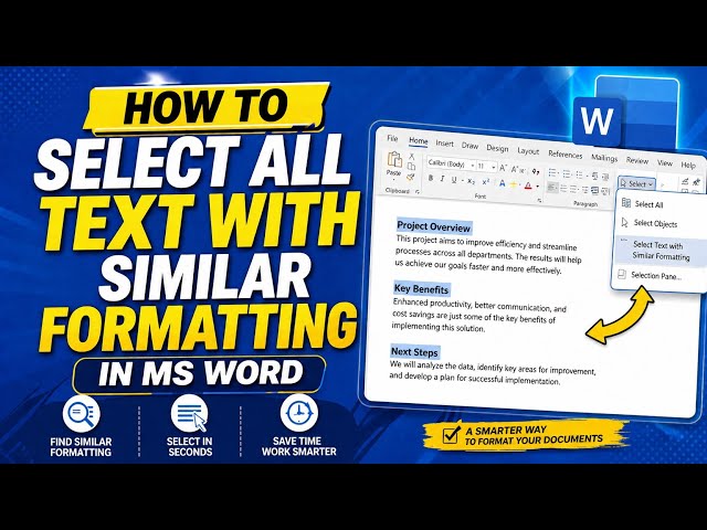 How to Select All Text with Similar Formatting in MS Word | Select All Text with the Same Formatting