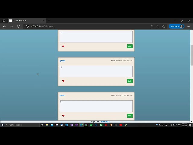 CS50’s Web Programming: Project 4 - Network