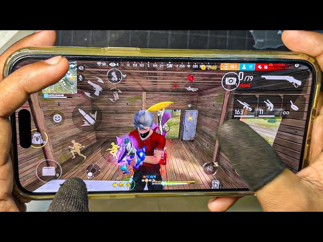 IPHONE 15 PRO MAX HANDCAM 🥷 || 3 FINGER HUD ⚡ FREE FIRE 