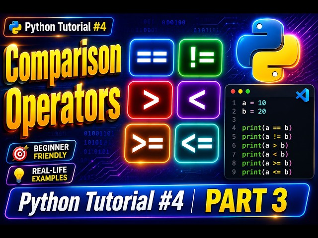 Python Comparison Operators | Complete Beginner Tutorial | Python Course  | Part 3