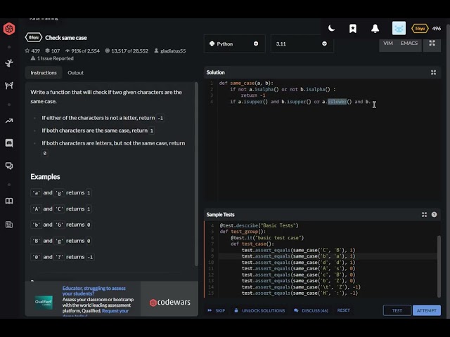 codewars python Check same case