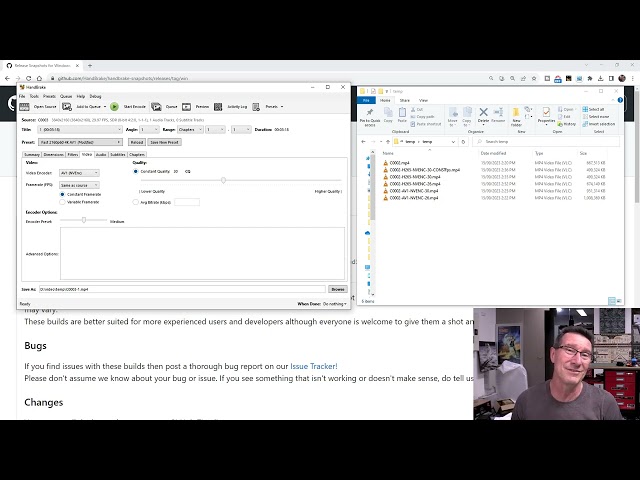 RTX4060 AV1 vs H.265 Encoder Using Handbrake