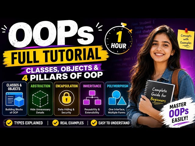 OOPs Concepts Full Tutorial 🔥 | Classes, Objects & 4 Pillars of OOP Explained in 1 Hour