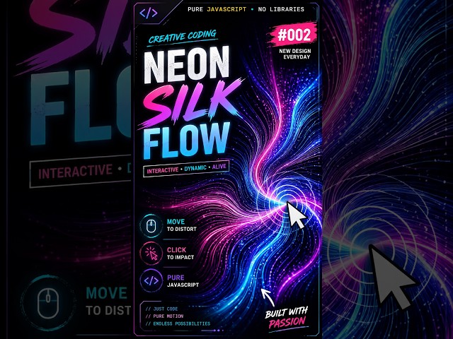 I Made This INSANE Neon Silk Effect With JavaScript 🔥 | Creative Coding #Shorts