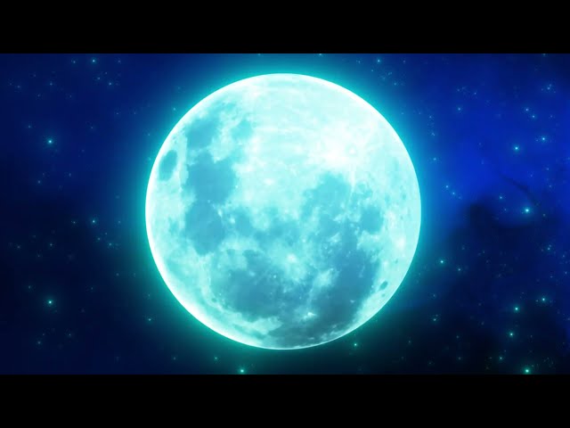 Full Moon Blue 4K Backdrop Background Animated Screen Saver Night Sky Royalty Free Stock Footage