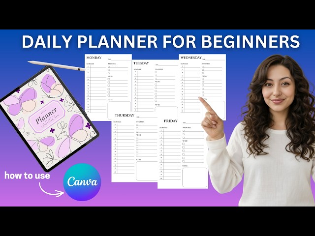 How to Create a Daily Planner in Canva(Beginner Tutorial | Lines, Shapes & Text)Part 1