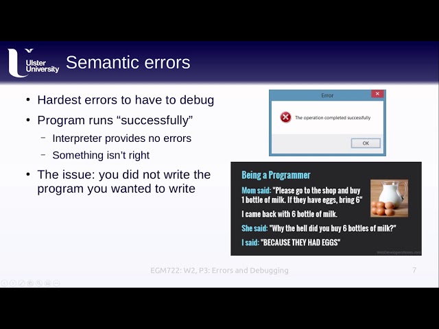 EGM722: Week 2, Part 3: Errors and Debugging