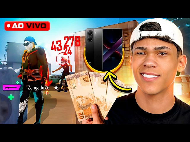 DIA 7 NO POCO X5 PRO FREE FIRE! 🔴 ZANGADO7X AO VIVO 🔴