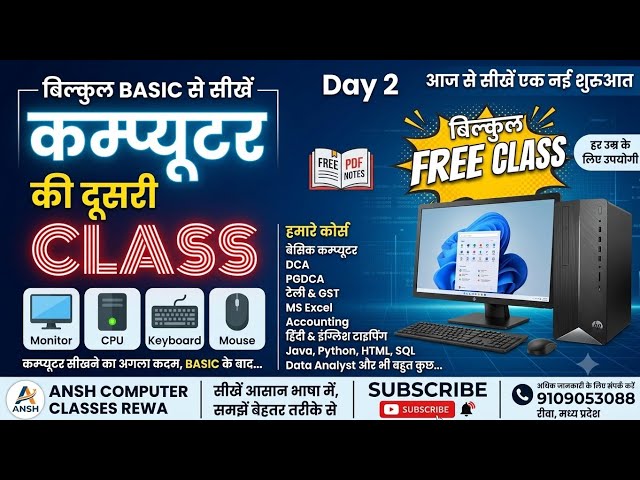 Computer Class Day 2 - कंप्यूटर चलाना सीखें - Basic Computer Course in Hindi