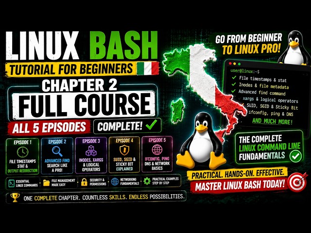 Linux Bash Tutorial for Beginners | Chapter 2 Full Course | Find Commands Networking & Permissions