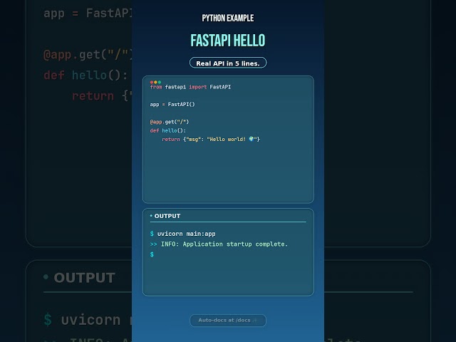 Build a Real Python API in 5 Lines! #Python #FastAPI #Coding #Shorts