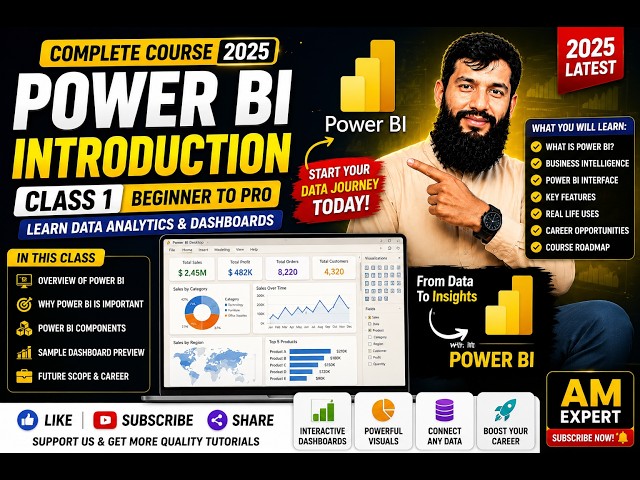 Power BI Complete Course 2025 | Introduction to Power BI | Class 1 | Beginner to Pro