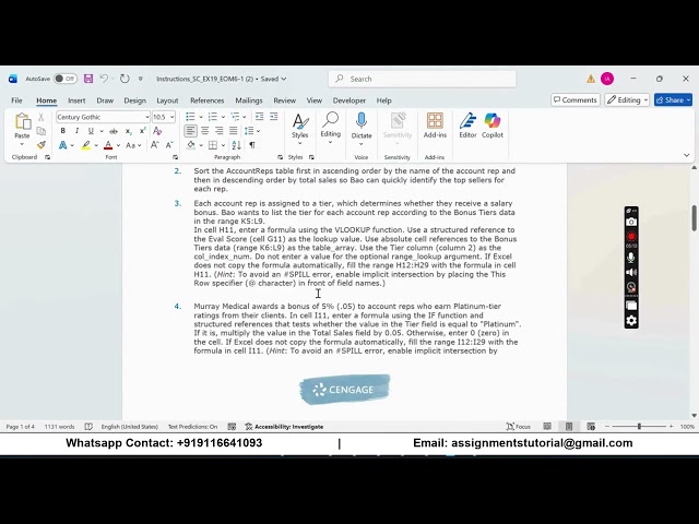 Shelly Cashman Excel 2019 | Module 6: End of Module Project 1 Murray Medical