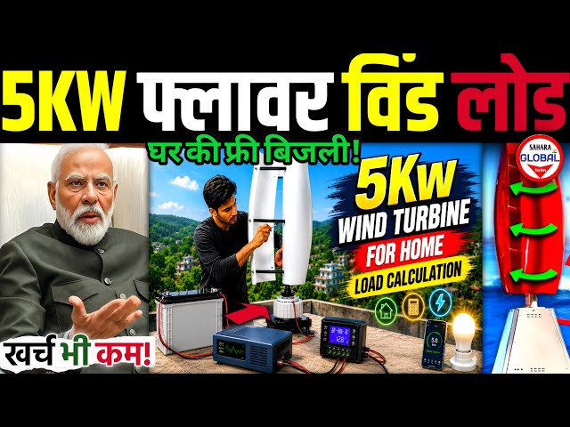 📢5KW घर लगाएं Vertical Flower Wind Turbine!🔥|  Load Calculation Explained ⚡🏡 Sahara Global Studies