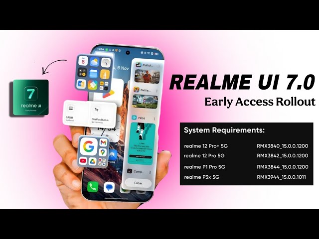Realme UI 7.0 Early Access Rollout For Realme 12Pro Plus 12Pro & Realme P1 Pro & Realme P3x 🔥