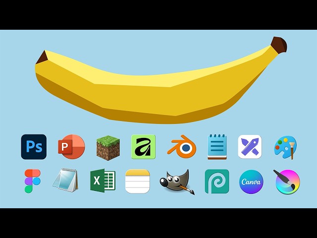 Drawing a banana in 15 different programs
