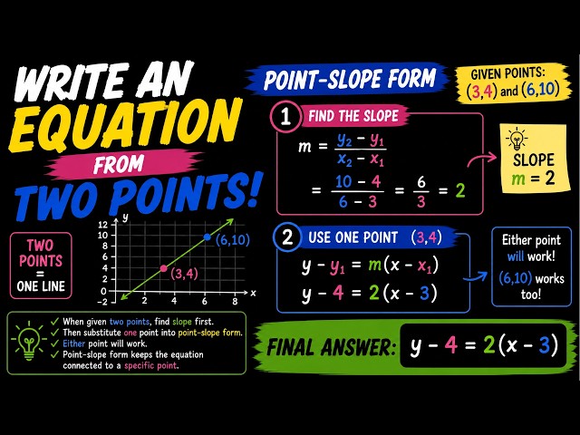 How to Write an Equation from Two Points | Point-Slope Form
