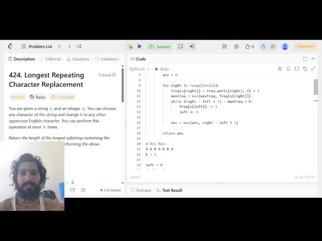 LeetCode 424 | Longest Repeating Character Replacement | Sliding Window Explained in Python