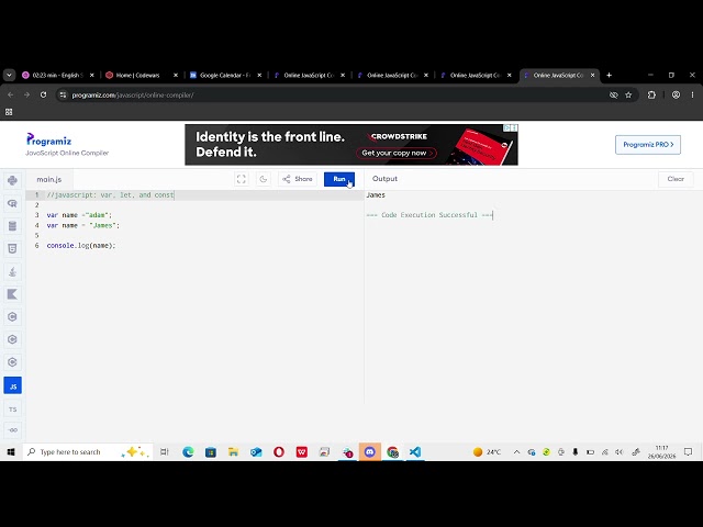 JavaScript Tutorial: Understanding var, let, and const
